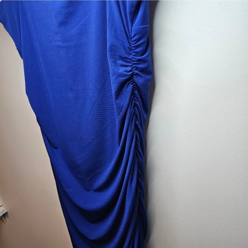 Emerald Sundae Royal Blue Ruched Cowl Neck Mini Dress L NWT